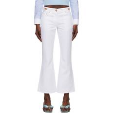 Versace Women Jeans Versace White Cropped Flared Jeans 1D110-White WAIST