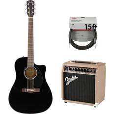 Fender CD-60SCE Black Electro-Acoustic Steel-String Guitar Amplifier and Cable