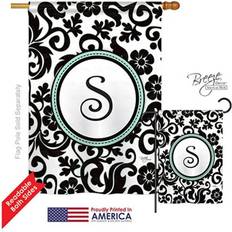 Garden & Outdoor Environment Breeze Decor 30071 Damask S Monogram 2-Sided Vertical Impression Flag