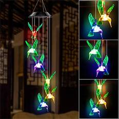 Garden & Outdoor Environment Eranpo Color-Changing LED Solar Powered Hummingbird Wind Chime Lights Yard Garden