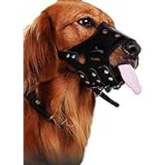 Justerbar Anti-Biting Hund Nos-Läder, Andningsbar Säkerhet Husdjur Valp Munkorg Mask