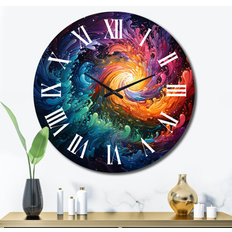 Wall Clocks Design Art "Neon Spin I" Abstract Spirals Oversized Wall Clock