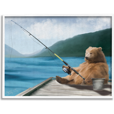 Stupell Bear Fishing Pole Lake Dock Framed Art 24x30"