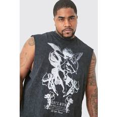 5XL - Mies Topit boohooMAN Plus Renaissance Vest - Acid Wash Grey