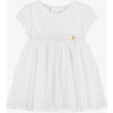 Buttons Dresses Mayoral Girls White Spotted Tulle Dress White month