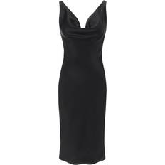 Midi Dress - Solid Colour Dresses Norma Kamali Drape Neck Satin Dress - Black