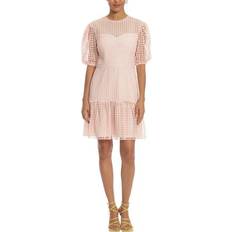 Short Dresses - Square Donna Morgan Crochet Puff Sleeve Dress