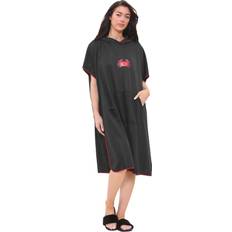 Unisex Surf Ponchos True Face Black Unisex Poncho Towel Beach Swimming Changing Robe