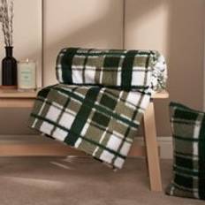 Checkered Blankets OHS Check Tartan Teddy Fleece Blankets Green