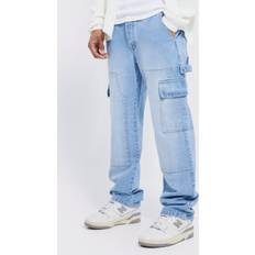 Bootcut - Man Spijkerbroeken boohooMAN Relaxed Fit Carpenter Cargo Jeans - Light Blue