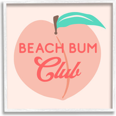 Framed Art Stupell Beach Bum Club Pink Peach Illustration Phrase Giclee Framed Art