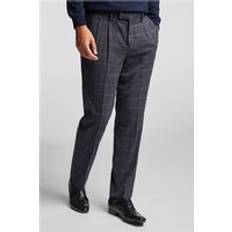 Jeff Banks Navy and Grey Check Men's Trousers Grey 36S