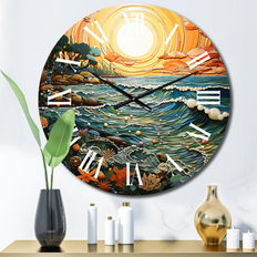 Clocks Design Art "Beach Surf Turf I" Beach Oversized Wall Clock