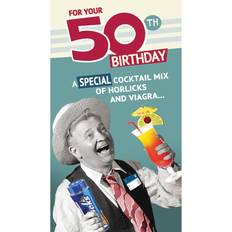50th Horlicks & Viagra Humour Birthday Card Funny Quitting Hollywood Cards