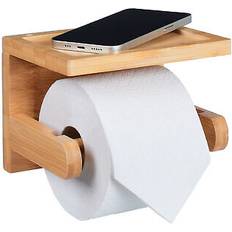 Relaxdays Toilet Roll Holder Bamboo 12.5 x 16.5 x 12.5 cm