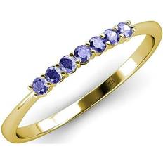 Purple - Wedding Rings TriJewels Tanzanite Stone Wedding Band 0.21 ct tw in 14K Yellow Gold.size