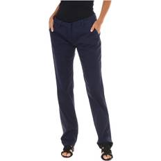 Met Womens Long Chinese style pants with straight hems 70DBF0028-G069 woman Blue Cotton Waist