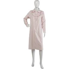 Slenderella Pink, 12/14 Ladies Striped Cotton Long Sleeved Collar Nightdress