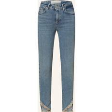 AllSaints L Jeans AllSaints Womens Hunter Blue Dax Asymmetric-hem Skinny High-rise Stretch-denim Jeans