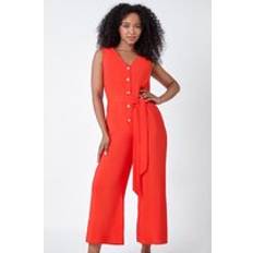 Orange Jumpsuits & Overalls Roman Petite Sleeveless Button Front Jumpsuit Coral