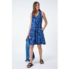 Clothing Roman Tie Dye Stretch Pocket Swing Dress Blue