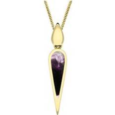 Oro Collane C. W. Sellors 9ct Gold Blue John Toscana Slim Pear Drop Necklace Gold