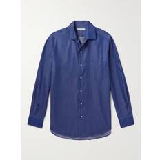 Loro Piana Clothing Loro Piana Washed Cotton-Chambray Shirt Men Blue