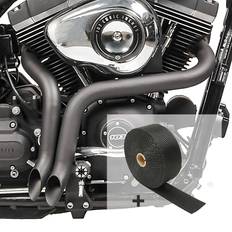 Exhaust Systems Craftride Set SA2 Auspuff Dragpipe und Hitzeschutzband kompatibel mit Harley Davidson Electra Glide 82-87 schwarz-schwarz