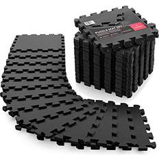 Exercise Mats BeMaxx Interlocking Soft Foam Floor Mat 18 Pieces Protective Gym Flooring Set, Exercise Mats EVA Puzzle Rubber Tiles, Ground Surface Protection Play