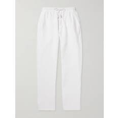 Vilebrequin Trousers Vilebrequin Pacha Straight-Leg Linen Drawstring Trousers Men White