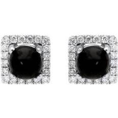 Diamond Earrings C. W. Sellors 18ct White Gold Whitby Jet 0.13ct Diamond Square Stud Earrings