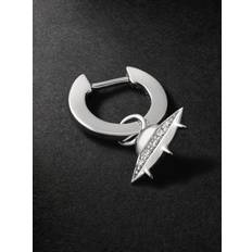 Flying Saucer White Gold Diamond Single Hoop Earring Men White