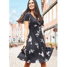 Bonprix Flamenco Knotted Front Dress Black Floral