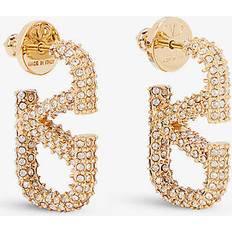 Valentino Garavani Womens Gold Vlogo Gold-toned Brass and Rhinestones Earrings