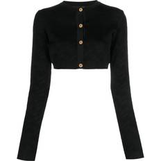 Versace Cardigans Versace La Greca cropped cardigan women Elastane/Polyamide/Viscose Black