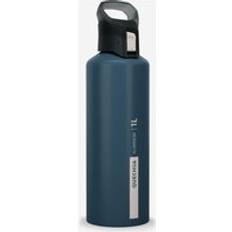 Quechua Outdoor Equipment Quechua Aluminium 1 L Water Bottle With Quick Opening Cap For Hiking Blue Dark Petrol Blue