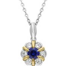 Diamante - Oro Ciondoli e Pendenti 18ct White and Yellow Gold Sapphire Diamond Cluster Flower Pendant White Gold