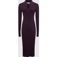 Reiss Dresses Reiss Ronnie Collared Knitted Dress - Purple