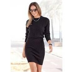 Lascana Cable Knit Patterned Dress Black