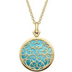 Gold Necklaces C. W. Sellors 9ct Gold Turquoise Flore Filigree Necklace