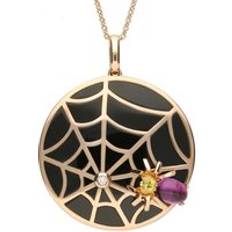 Rose Gold Necklaces C. W. Sellors 18ct Rose Gold Whitby Jet and Diamond Spider Web Necklace Rose Gold