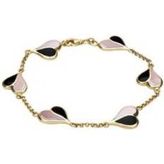 Oro Pulseras C. W. Sellors 9ct Gold Whitby Jet and Mother of Pearl Split Heart Bracelet Gold