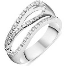 Oro Bianco Anelli 18ct White Gold Diamond Curve Dress Ring P