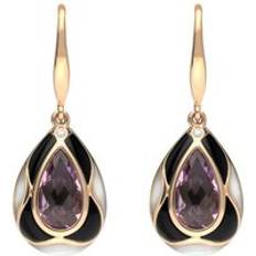 Rose Gold Earrings C. W. Sellors 18ct Rose Gold Whitby Jet Diamond Amethyst Mother of Pearl Drop Earrings Option1 Value Rose Gold