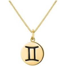 Yellow Necklaces C. W. Sellors 9ct Gold Whitby Jet Zodiac Gemini Round Necklace Gold