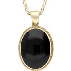 Yellow Charms & Pendants C. W. Sellors 9ct Gold Whitby Jet Heritage Rope Edge Oval Pendant
