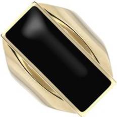 Yellow Rings C. W. Sellors 9ct Gold Whitby Jet Oblong Ring Gold