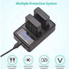 Tomtop Jms EN-EL14 Battery & Charger Kit 2pcs 7.4V 1500mAh Battery + LED2-EL14 Dual Channel Camera Battery