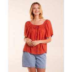Shirred At Front Swing Top Orange