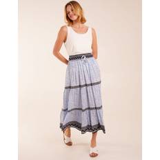 Clothing Blue Vanilla Contrast Printed Tiered Skirt